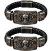 HUFENYU Bracciale Intrecciato Da Motociclista | Con Fiamma E Teschio Vintage Old Fuckers Club Da Uomo