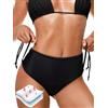 Comfyouth Costume da Bagno Anti-Perdita per Periodo da Donna - Pantaloncini da Bikini a Vita Alta Neri per Adolescenti con Cordoncino di Serraggio - 4 Strati