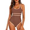 Rayson Costume da Bagno Intero Donna Scollo a U Sportivo Costumi da Mare Interi Imbottito Reggiseno Un Pezzo Push Up Beachwear(Bordeaux,L)
