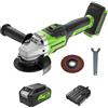 Greenworks GD24AGK4 Smerigliatrice Angolare a Batteria con Disco da Taglio 125mm, 10500 giri/min., per Destrorsi o Mancini, Batteria 24V 4Ah e Caricabatterie, Garanzia 3 Anni