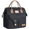 Lekesky Borsa Termica Porta Pranzo Donna 11L, Borsa Frigo Morbida Isolata, Borsa Pranzo Multifunzionale Portatile, Ampia Aperta Impermeabile Lunch Bag per Ufficio Scuola Picnic Lavoro, Nero Trapuntato