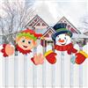 Pwsap 2 Pcs Decorazioni per Recinzioni Natale, Fence Peeker Pupazzo di Neve di Elfo Recinto Peeker Recinzione Peeker Decorazione Yard Decorazioni Decor Indoor Outdoor Scena Segno Fence Peeking Garden