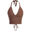 Naileksi Top da donna con lacci senza schiena, all'uncinetto, crop top Y2k, slim fit, senza maniche, scollo a V, retro con lacci, canotta