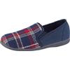 Sleepers Pantofole da uomo in velluto a quadretti con doppio rinforzo e calzino in memory foam, Blu (Colore: blu scuro.), 44 EU