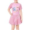 JiAmy Costume da bagno da bambina con gonna con slip foderato, costume intero da bagno con stampa sirena, protezione solare UV, maniche corte, costume da bagno per bambini da 3 a 8 anni