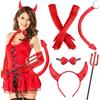 SelfTek Costume da Diavolo, 5 Pezzi, Donna, Per Halloween, Cosplay, Maschera, Carnevale