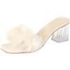 Vhersily 2024 Sandali Da Donna Con Tacco Alto In Piuma Pantofola Pelliccia Sexy Punta Aperta Medio Comode Eleganti Fluffy A Ciabatte Cutie Spillo A