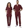 Mama's Divisa sanitaria Donna, uomo SU MISURA No Stiro casacca con cerniera in tinta e taschino lato cuore ricamato incluso OSS, estetica, Infermiere, Medico (Vinaccia, 44-XS)