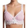 Satini Bralette Trasparente in Pizzo a Volant | Coppe Semitrasparenti, Mazzolino di Rose, Nastro con Perline, Uso Versatile, Taglie S-XXL