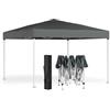SONGMICS Gazebo 3 x 3 m, Tendone Pieghevole, Protezione Solare, Resistente alla Pioggia Leggera, Portatile, per Cortile, Giardino, Mercato, Grigio Scuro GCT102GZ01