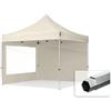TOOLPORT 3x3m Gazebo Pieghevole PES 800 con Laterali (finestre panoramiche), Professional 40mm Alluminio, Crema