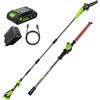 Greenworks Tagliasiepi a asta + sega 2-in-1 24V con batteria 4,0Ah & caricabatterie USB-C 65W, motore brushless, lama 51 cm, sega 20 cm, testa rotante 112,5°, asta 3 pezzi CKPH321A2