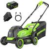 Greenworks 24V Tagliaerba a Batteria con Motore Brushless, Ampiezza di Taglio 33cm, Sacca da 30L tosaerba elettrico CON Batteria da 24V 4Ah & Caricabatterie, Garanzia 3 Anni-MO24L411-01