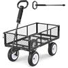 VEVOR Carrello Portaoggetti da Giardino Carico max 408,2 kg Carrello da Trasporto per Legna Terra Detriti Lati Rimovibili Pneumatici Antiforatura in PU, Carretto Compatibile con Trattore ATV, Nero