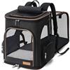 Lekesky Zaino per Cani Gatti Grande Zaini Porta Animali Espandibile Per Cani Piccoli Gatto Medi Fino a 8 KG, con 2 Tappetini Zaino Porta Cuccioli Traspirante Pieghevole Per Viaggi Escursioni, Nero