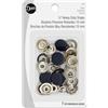Dritz-Bottoni Automatici in Ottone, a 5/8 , 7 Pezzi, Colore: Blu Navy