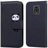 Ailisi Cover per Redmi Note 9 Pro, Black Flip Cover Cartoon Cute Panda Custodia Protettiva Caso Libro in Pelle PU con Portafoglio, Funzione Supporto - Panda, Nero