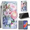 TOMYOU Cover per Huawei Honor Play 8A / Y6 (2019), Bouquet rosa | Antiurto Protettiva Portafoglio, Slot per Schede, Magnetica, Custodia in Pelle PU, Libro Flip,Funzione Stand