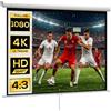 HOMCOM Telo Proiettore 84 Pollici 4K HD 4:3 Grandangolo 160° Bianco