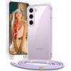 Vaykwo Cover con Cordino per Samsung Galaxy A55 5G / A35 5G 6,6, Viola | Custodia con Collana, Regolabile e rimovibile Collana, Trasparente Case con Laccio Tracolla,