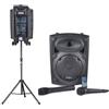 Ibiza PORT8VHF-BT Impianto audio portatile cassa attiva (400 Watt, ingressi USB SD MP3 con funzione recording, 2 microfoni, batteria integrata, telecomando) + Supporto Speaker