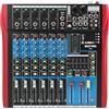 Micfuns M6 - Mixer audio per DJ professionale, console soundbar con USB/MP3/Bluetooth, mixer live, effetto digitale, mixer a 7 canali + 48 V