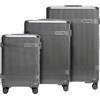 WITTCHEN Set valigie in policarbonato Gloss Line | set di valigie rigide con 4 ruote | Grafite