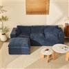 Litbird Divano Angolare Modulare 3 Posti 265 cm, 4 Moduli, Ciniglia, Blu navy