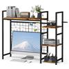 YBING Libreria da scrivania per computer, Organizer da Scrivania, Mensola da Scrivania per la Parte Superiore Della Scrivania, Nera, a 4 Ripiani, Multiuso, in legno, con Ripiano Regolabile