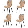 GrandCA HOME set di 4 Sedia da Pranzo in lino, Sedie sala da pranzo con Schienale, Sedia Ergonomica con Gambe Metalliche, Cuscini in Tessuto a Rombi, Sedia in stile nordico,Kaki