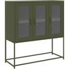 vidaXL Credenza Verde Oliva 100,5x39x107 cm Acciaio Laminato a Freddo