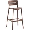 Cribel BELLA Set 2 Sgabelli Alti H65 con Schienale in Polipropilene Bronzo, Design Ergonomico con Poggiapiedi per Penisola, Isola e Piano Snack Cucina, 51.5x47x90 HS 65cm