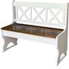 k koma Panca in legno massello di pino bianco con schienale - per interni, corridoio e sala da pranzo, seduta color rovere (105 cm)