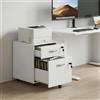 buybyroom Cassettiera Scrivania, Salvaspazio Cassettiera Ufficio con Serratura Chiave, Due cassetti, 5 Ruote, Aste Sospese Regolabili, Schedario da Ufficio per Stampante e Documenti, Soggiorno,Bianco