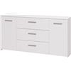 Arredo Stock Cassettiera con ante e cassetti bianca e quercia (Bianco 158x33x80,5 cm)