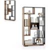 HOMASIS Libreria Scaffale con 9 Scomparti, Scaffale Aperto a Cubo, Libreria Verticale in Legno, Mobile Portaoggetti con Protezione Antiribaltamento, Divisorio per Soggiorno, 70x20x120cm (Marrone)