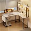 Aiorber Scrivania angolare da gaming a forma di L, 135 x 100 x 148 cm, bianca, per casa e ufficio