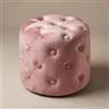 INTRECCI Pouf Rotondo in Velluto Capitonné con Bottoni | Sgabello Poggiapiedi Imbottito Trapuntato per Salotto e Camera | Cassapanca Bassa | Struttura Resistente | Ø 40 x H 36 cm - Colore: Rosa
