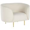 Beliani Poltrona morbida in poliestere bianco con gambe dorate stile glamour