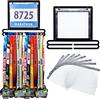 Moxweyeni Race Medal Display Wall Mounted Medal Hanger Running Bib And Medal Holder Hanging Medal Rack Display Square Shape Medal Holders with Bib Holder