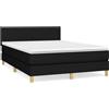 vidaXL Letto a molle con materasso nero 140x200 cm in tessuto