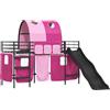 vidaXL Letto a castello per bambini, marca vidaXL, con tende unisce nero e rosa, struttura in metallo
