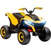 AIYAPLAY Quad elettrico bambini 12V 2 motori 3-6km/h 3-8 anni Giallo | Quad elettrico per bambini, quad con sospensioni, luce LED, USB, musica