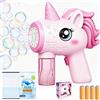 WFKKMEQ Unicorno Pistola per Bolle, Macchina per Bolle di Sapone con Soluzione per Bollee Macchinas Automaticas per Bolles Portatile Pistole per Bolles di Sapone Automatica per Compleanno Carnevale