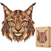 Lubiwood Puzzle in legno Lubiwood Lince Avventurosa dalla forma unica (29x26 cm) - 176 pezzi intricati, include una confezione regalo in legno coinvolgente