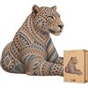 Lubiwood Puzzle in legno Lubiwood Leopardo Possente dalla forma unica (27x24 cm) - 145 pezzi intricati, include una confezione regalo in legno coinvolgente