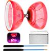 Zinueen Diabolo LED con cuscinetto a sfera, 4,5 mm, set giocoliere Diabolo, luminoso al buio, per bambini e adulti, Yoyo professionale, giocoleria palline, giocattolo circo (rosso)
