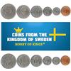 Hobby of Kings Set di 6 Monete dalla Svezia: 5, 10, 25, 50 Ore, 1, 5 Kronor. 1976-2000