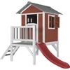 AXI Beach Lodge XL Casetta rosso con scivolo rosso | Casa per bambini su palafitte con veranda in legno FSC | Parco giochi per il giardino
