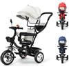 OHMG Triciclo evolutivo per bambini pieghevole con sedile girevole a 360° bicicletta 2 anni,Passeggino,Scorrevoli giocattolo,1-5 anni o 25 kg,Capote estensibile e maniglia genitoriale